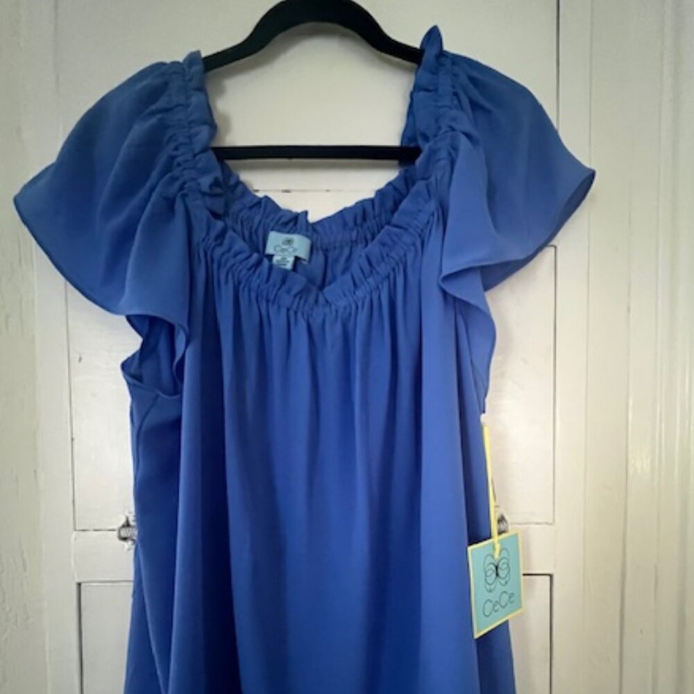 NWTs, CeCe 2X Cornflower blue blouse